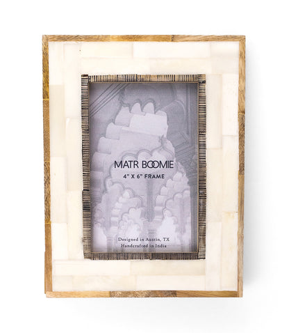 Janaka 4x6 Picture Frame - Carved Bone and Horn