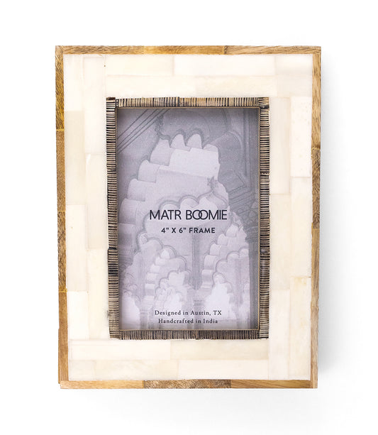 Janaka 4x6 Picture Frame - Carved Bone and Horn
