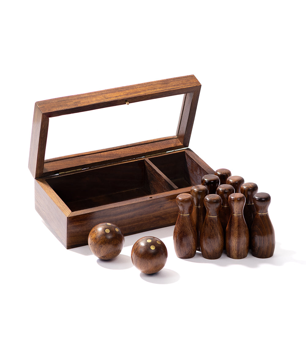 Tabletop Bowling Game Set - Handcrafted Wood