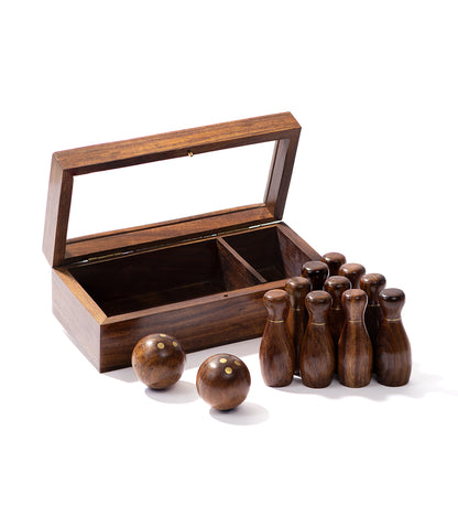 Tabletop Bowling Game Set - Handcrafted Wood