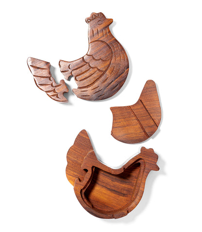 Chicken Puzzle Box - Hand Carved Wood