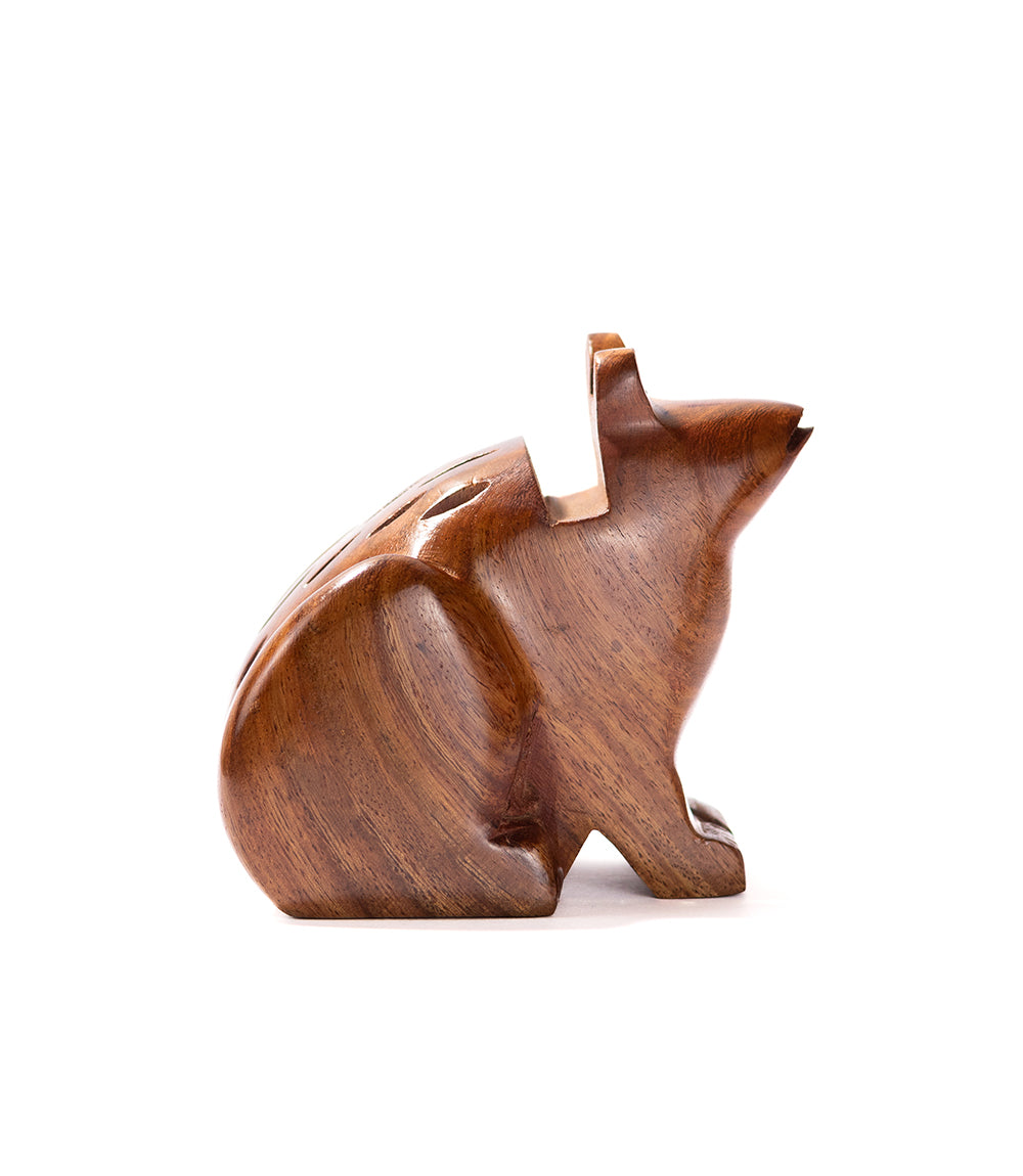 Frog Eyeglass Holder Stand - Hand Carved Wood