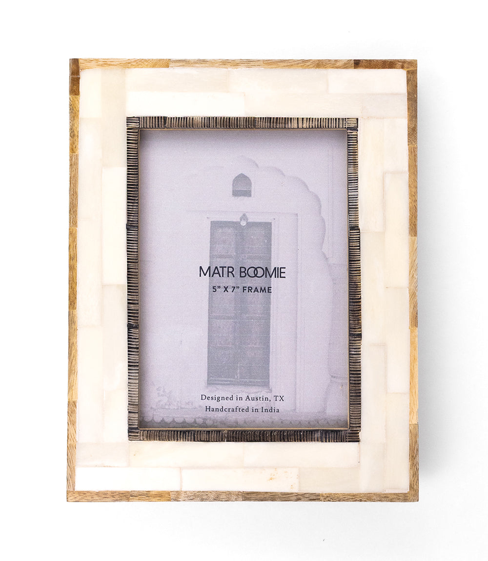 Janaka 5x7 Picture Frame - Carved Bone and Horn