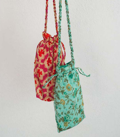 Tokari Drawstring Crossbody Bag - Assorted Upcycled Sari