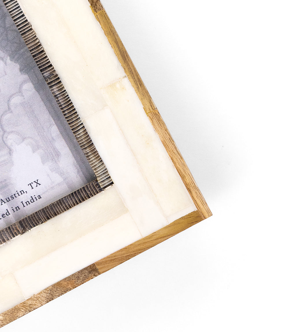 Janaka 4x6 Picture Frame - Carved Bone and Horn