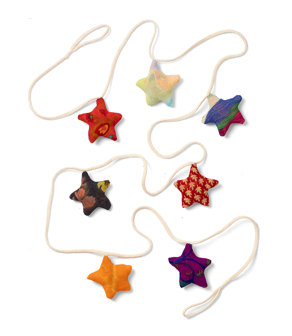 Star Upcycled Sari Garland - Assorted Colors