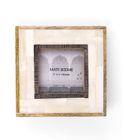 Janaka 3x3 Picture Frame - Carved Bone and Horn