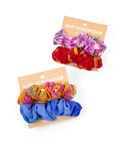 Scrunchies Set of 2 - Assorted Upcycled Sari Fabric