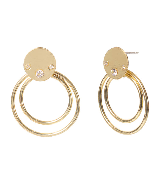 Ratna Rhinestone Doorknocker Hoop Earrings