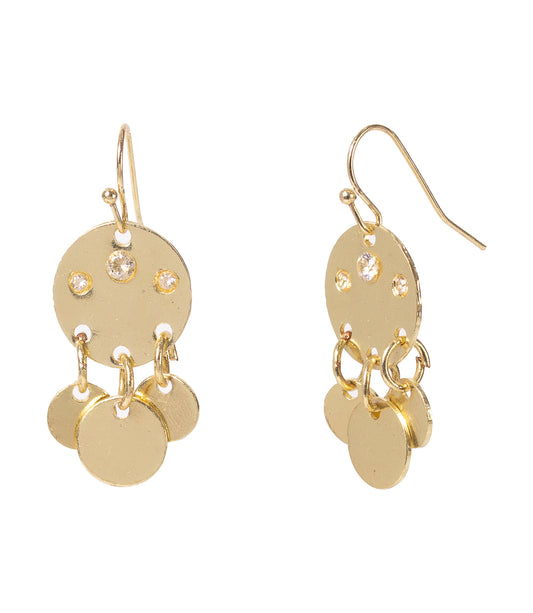 Ratna Rhinestone Triple Dangle Earrings