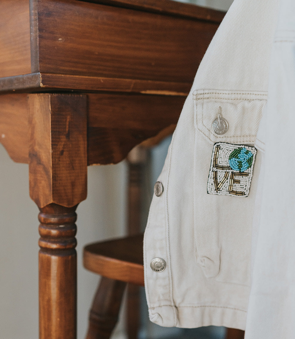 Bala Mani Beaded Love Mother Earth Brooch Pin - Handmade