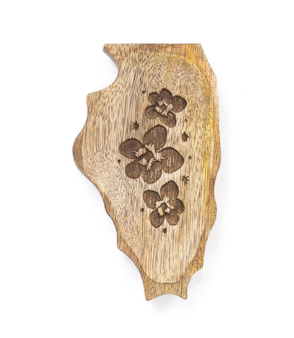 Illinois State Blue Violet Trinket Dish - Mango Wood