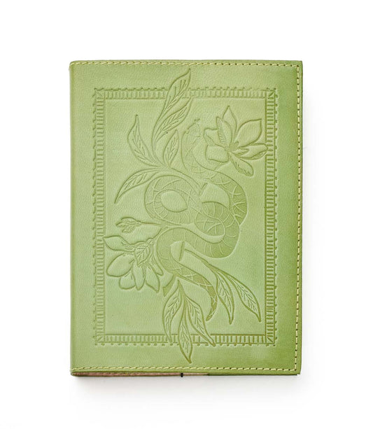 Snake Embossed Green Leather Journal - Refillable Notebook
