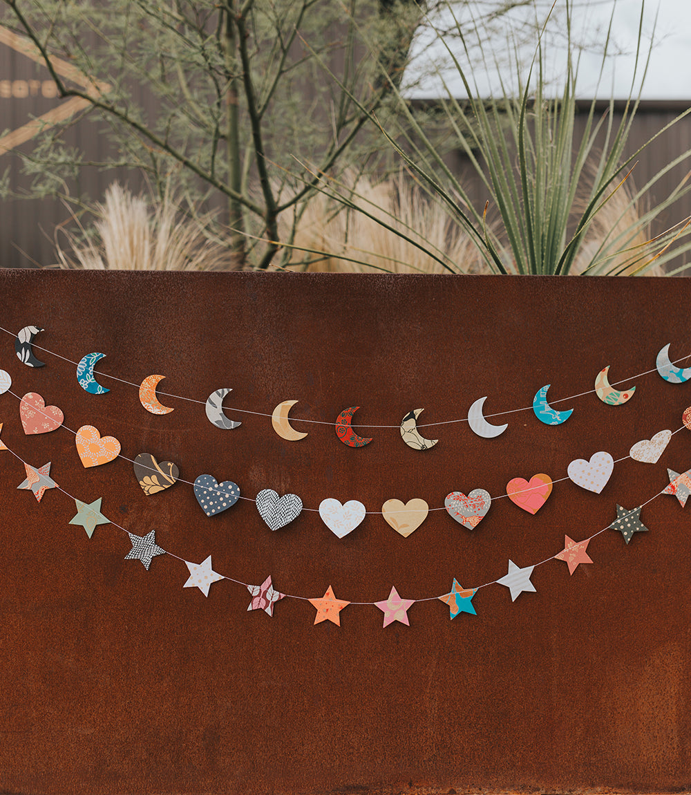 Hearts Recycled Paper Garland - Eco Friendly Tree Free Decor