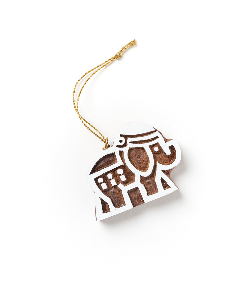 Hima Bindu Elephant Ornament - Hand Carved Wood