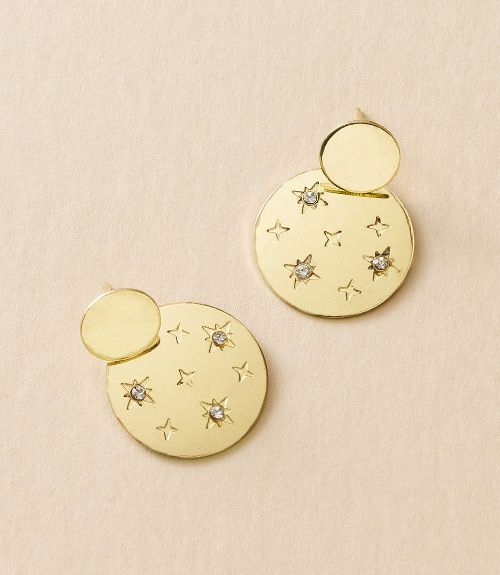 Sitara Starry Double Circle Dangle Earrings