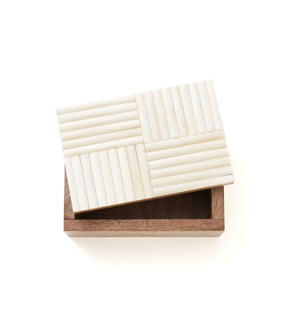 Vaishali Treasure Box - Carved Bone, Wood