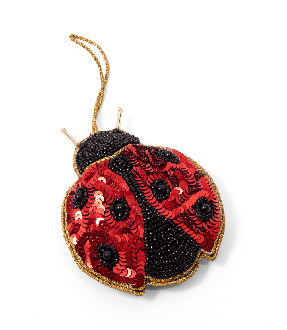 Larissa Ladybug Ornament - Hand Embroidered