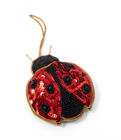 Larissa Ladybug Ornament - Hand Embroidered