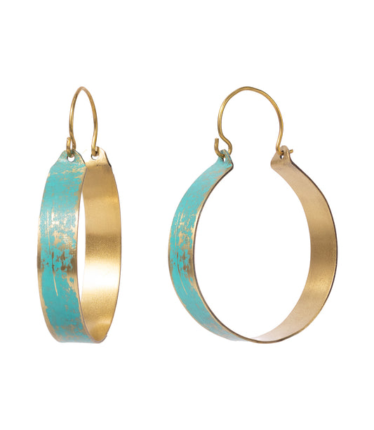 Esha Teal Patina Hoop Earrings