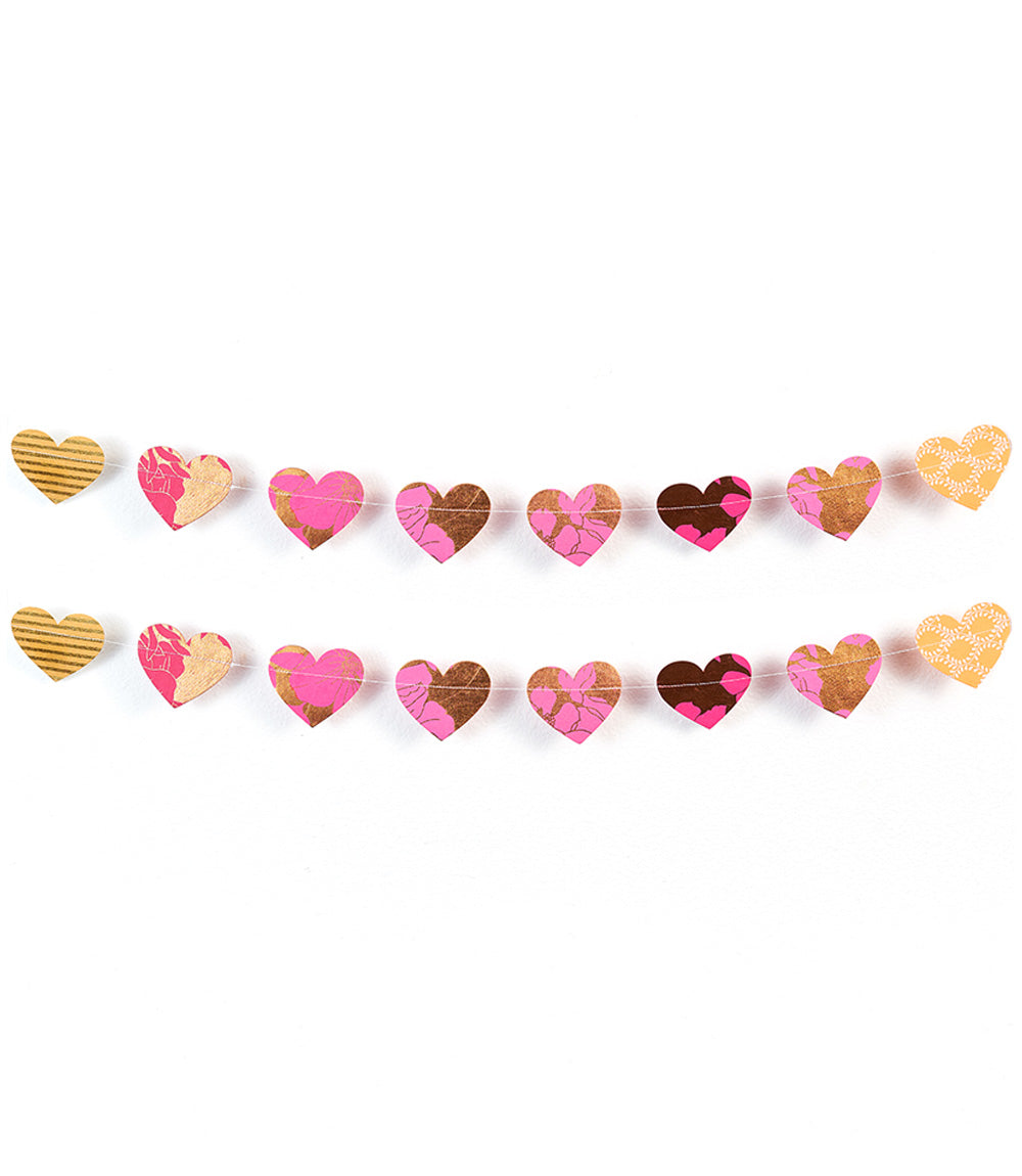 Hearts Recycled Paper Garland - Eco Friendly Tree Free Decor