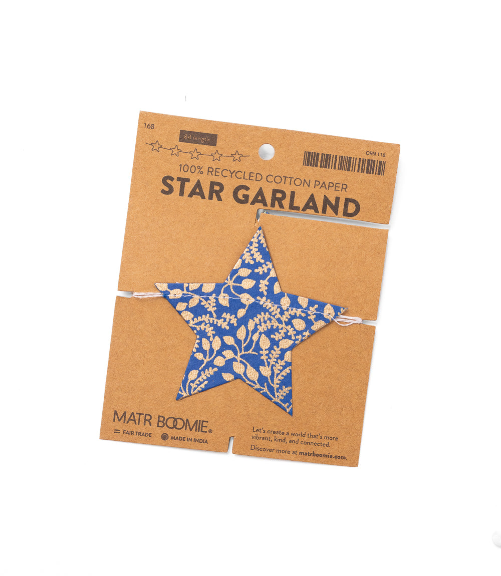 Stars Recycled Paper Garland - Eco Friendly Tree Free Decor