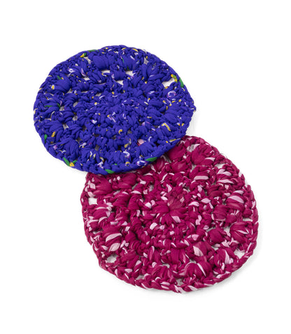 Round Crochet Trivet - Assorted Upcycled Sari Fabric
