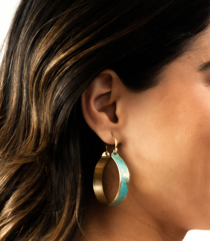 Esha Teal Patina Hoop Earrings