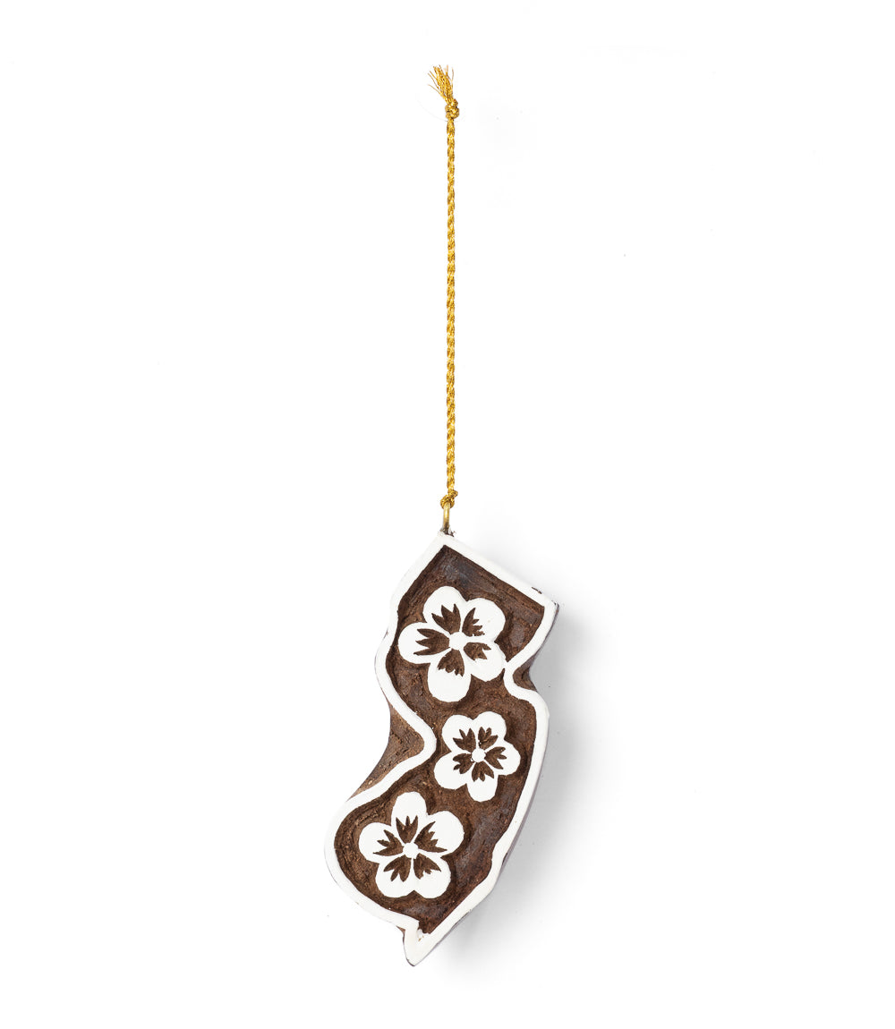 New Jersey State Violet Ornament - Hand Carved State Flower