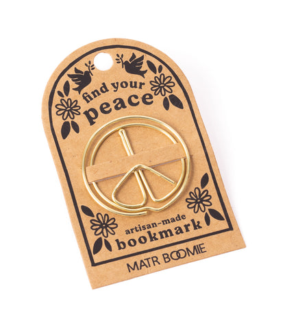 Kitaab Peace Sign Wire Bookmark - Gold
