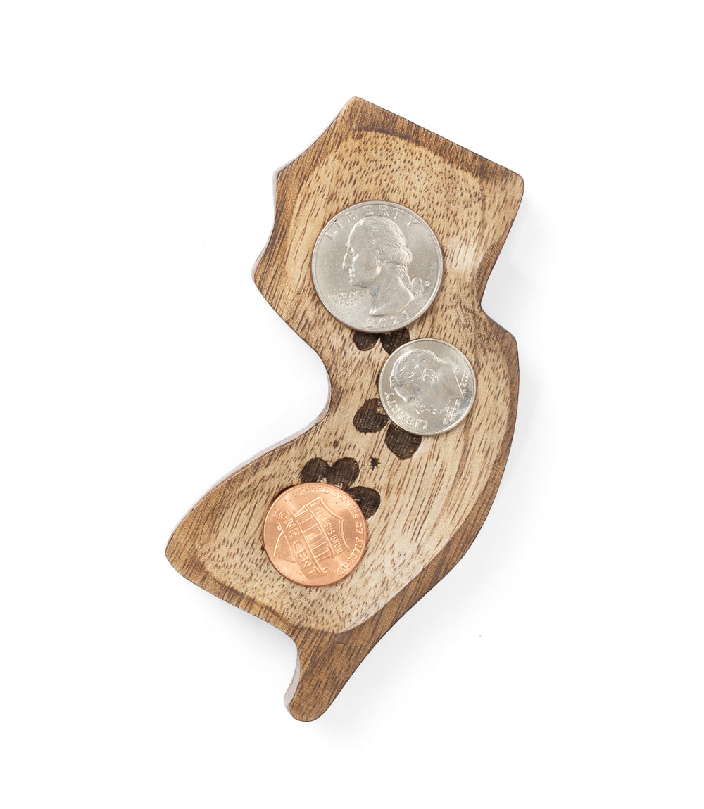 New Jersey State Violet Trinket Dish - Mango Wood