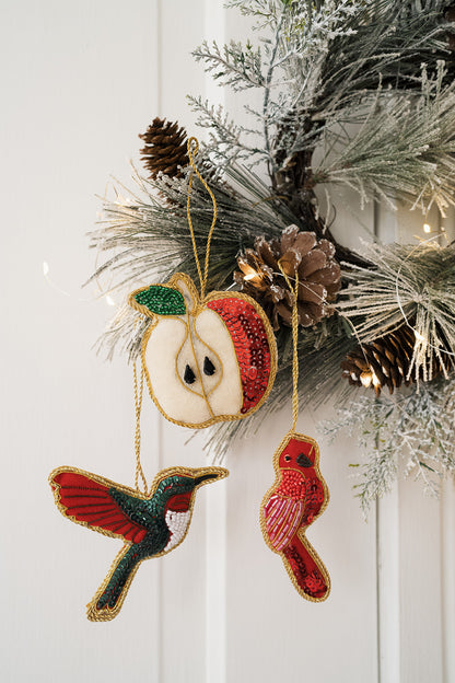 Larissa Hummingbird Beaded Ornament - Hand Embroidered