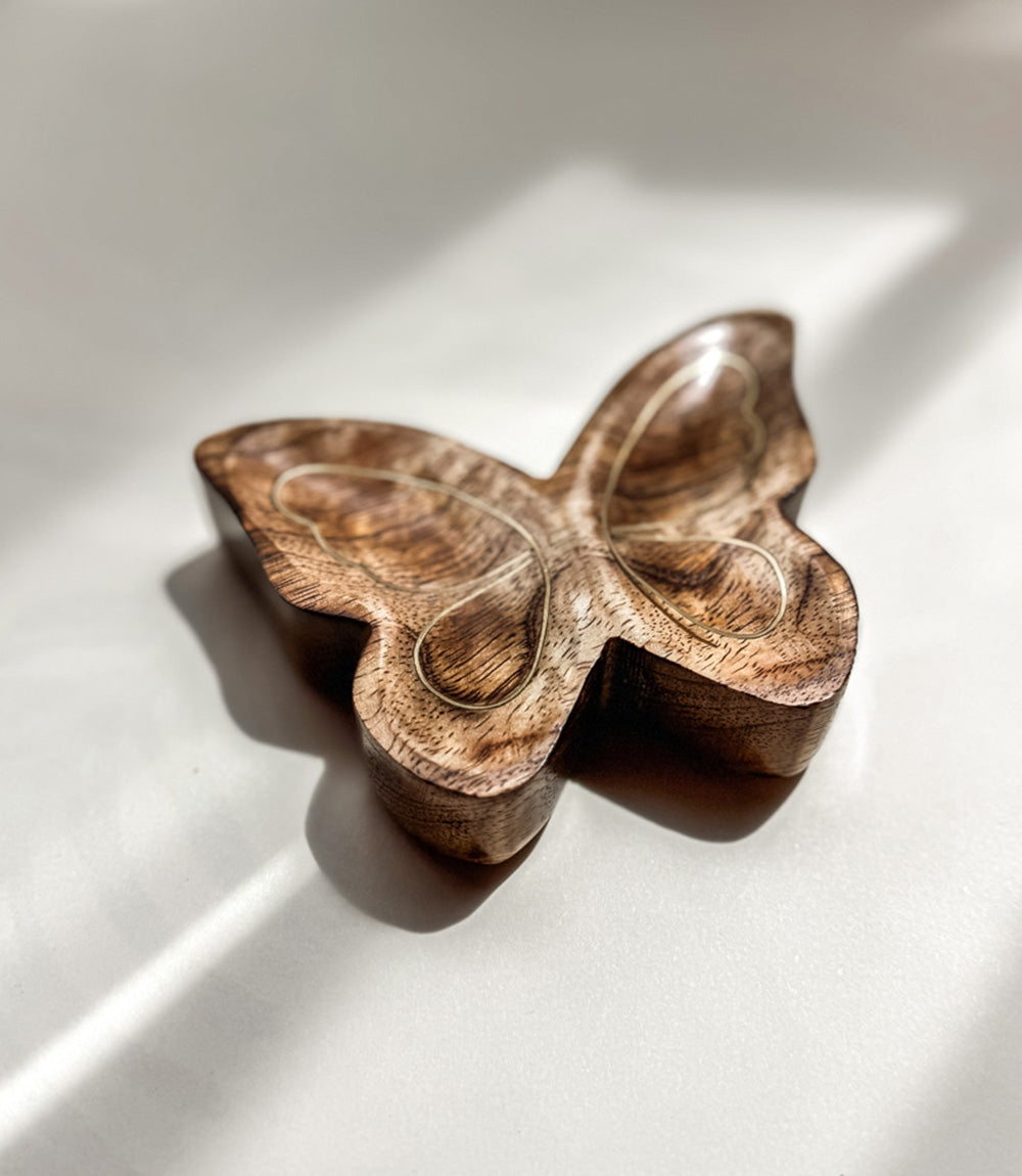 Drishti Butterfly Trinket Dish - Brass Inlay
