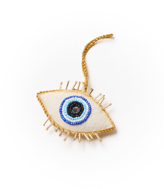 Larissa Evil Eye Ornament - Hand Embroidered