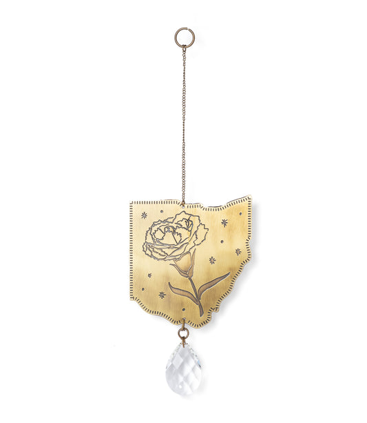 Ohio State Carnation Engraved Suncatcher