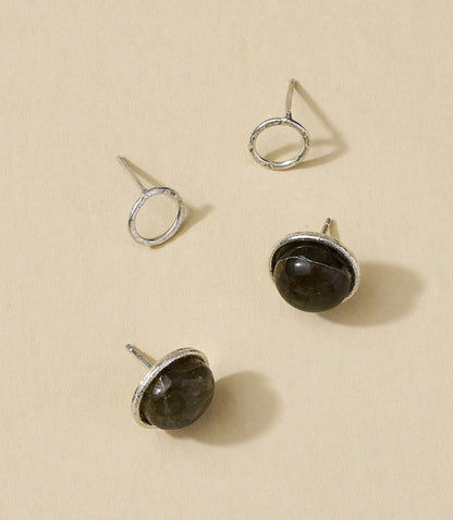 Indali Labradorite Semiprecious Stud Earrings - Set of 2