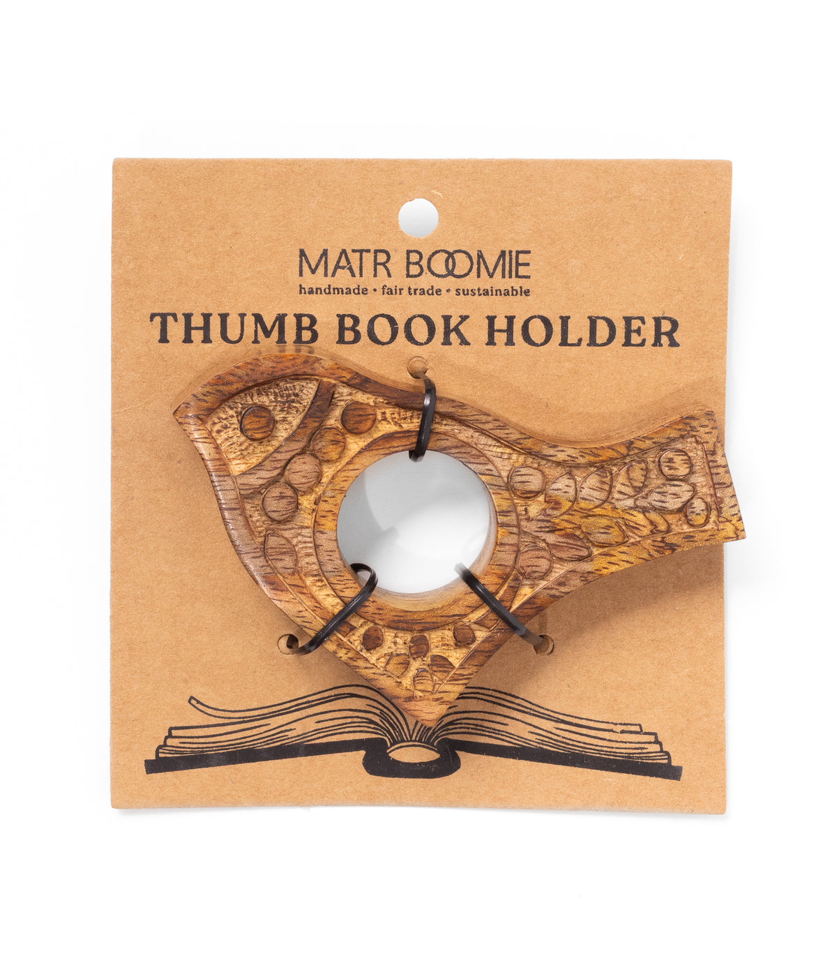 Bird Thumb Book Page Holder - Hand Carved Wood