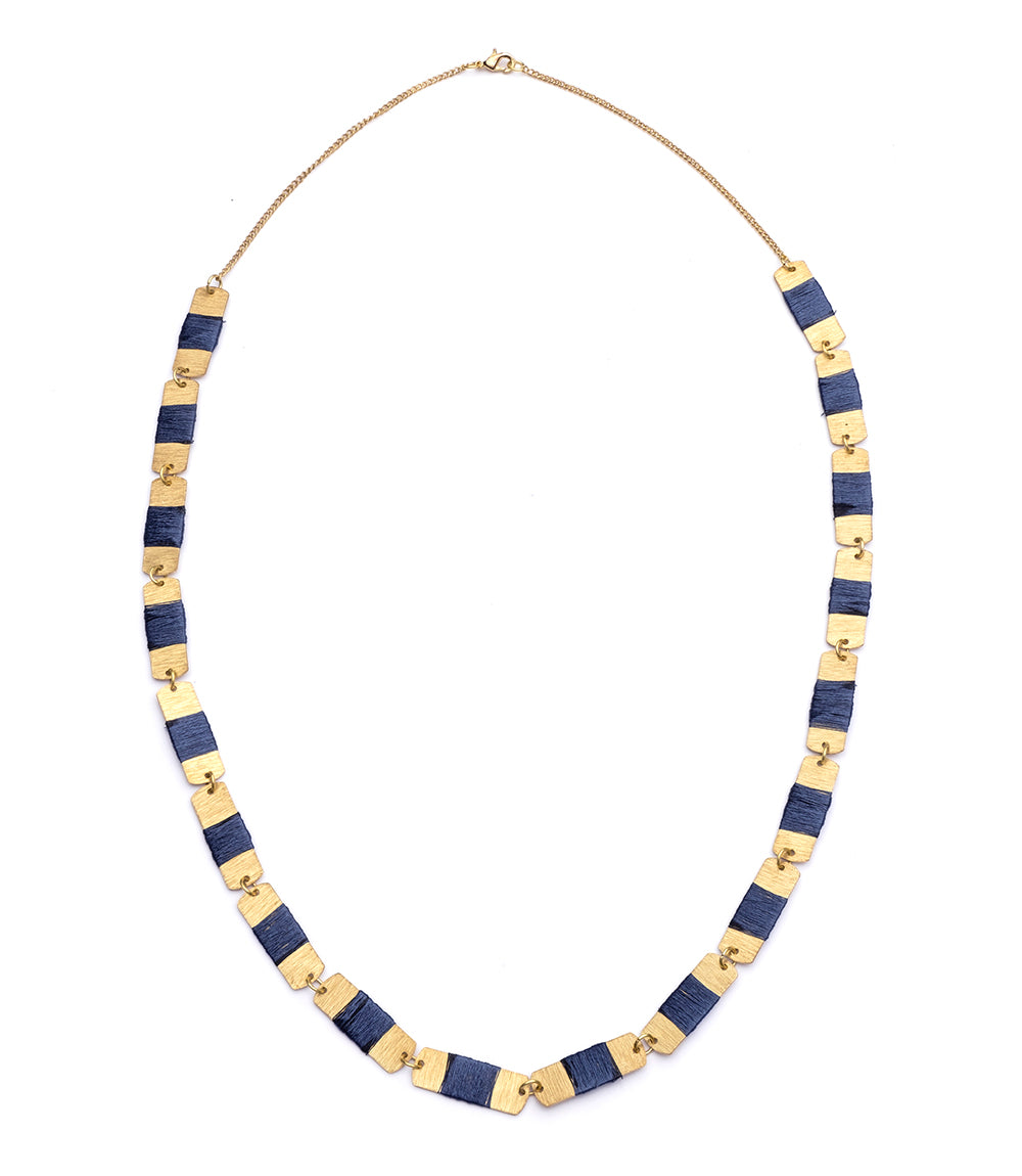 Kaia Chain Link Drop Necklace - Navy