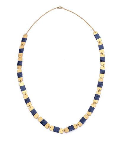 Kaia Chain Link Drop Necklace - Navy