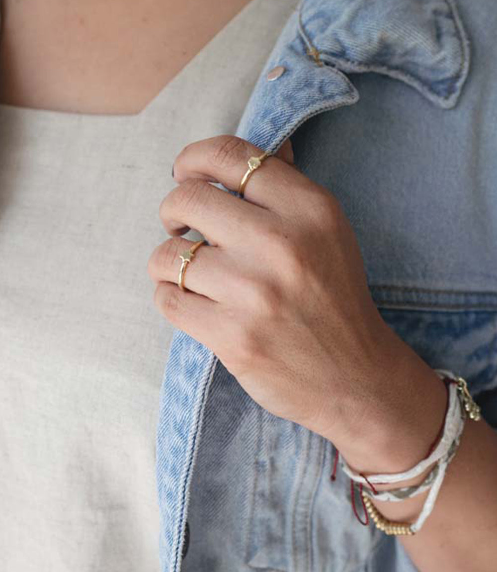 Prema Assorted Charm Stacking Rings - Gold-tone