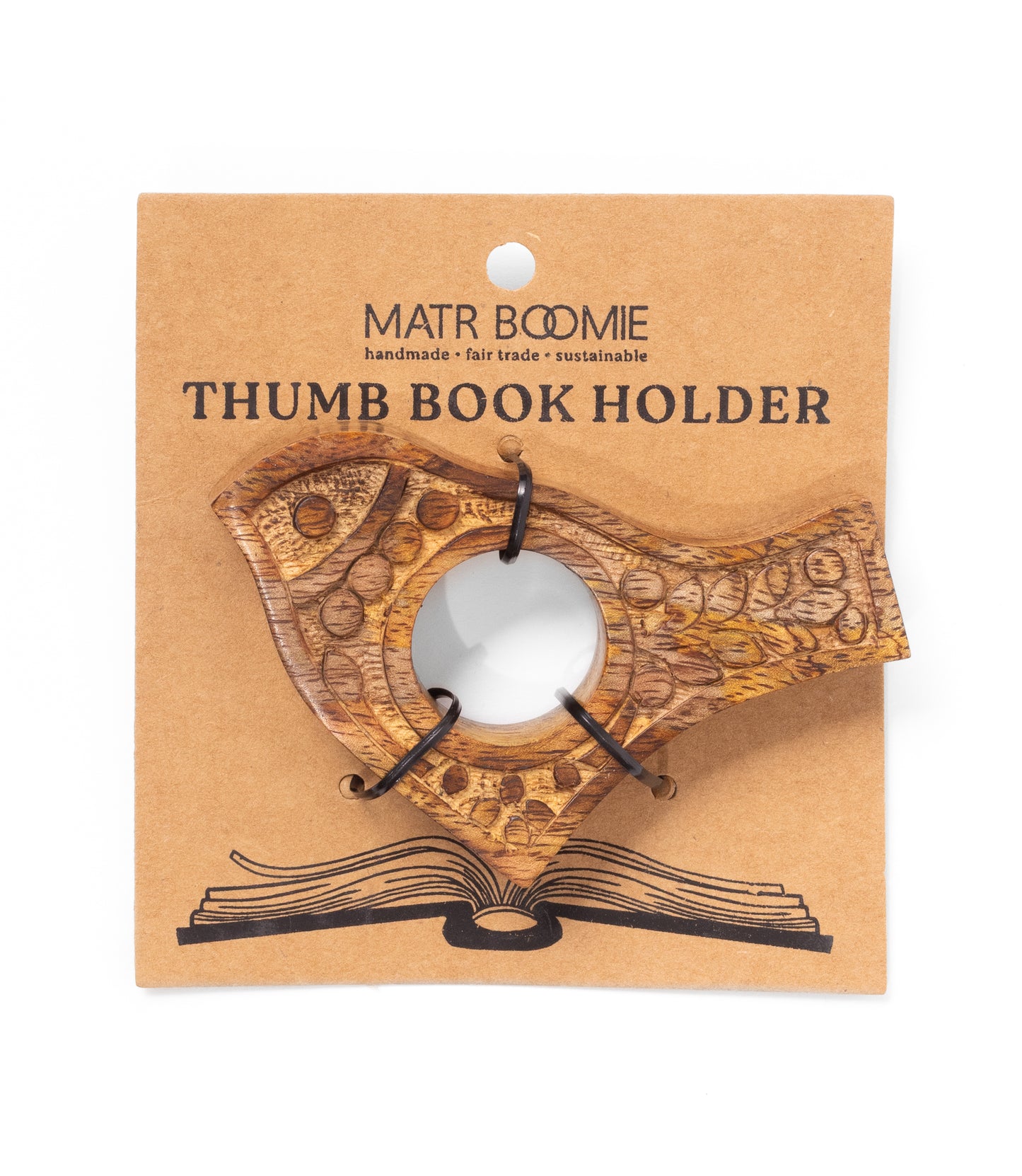 Bird Thumb Book Page Holder - Hand Carved Wood