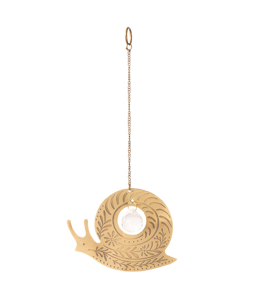 Surya Snail Engraved Brass Suncatcher