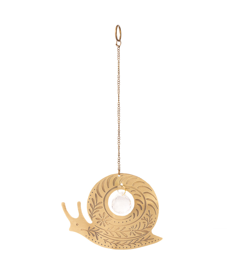 Surya Snail Engraved Brass Suncatcher