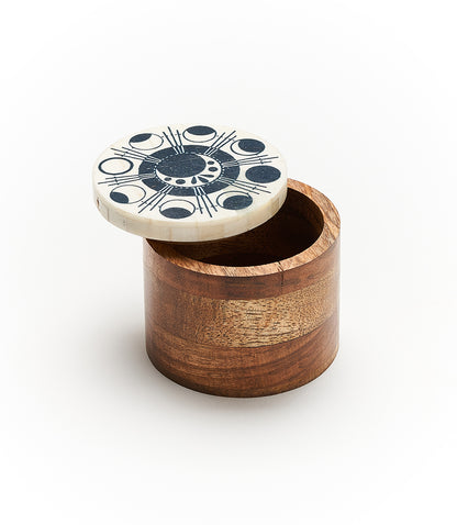 Ankura Moon Phase Keepsake Box - Handcrafted Wood, Bone