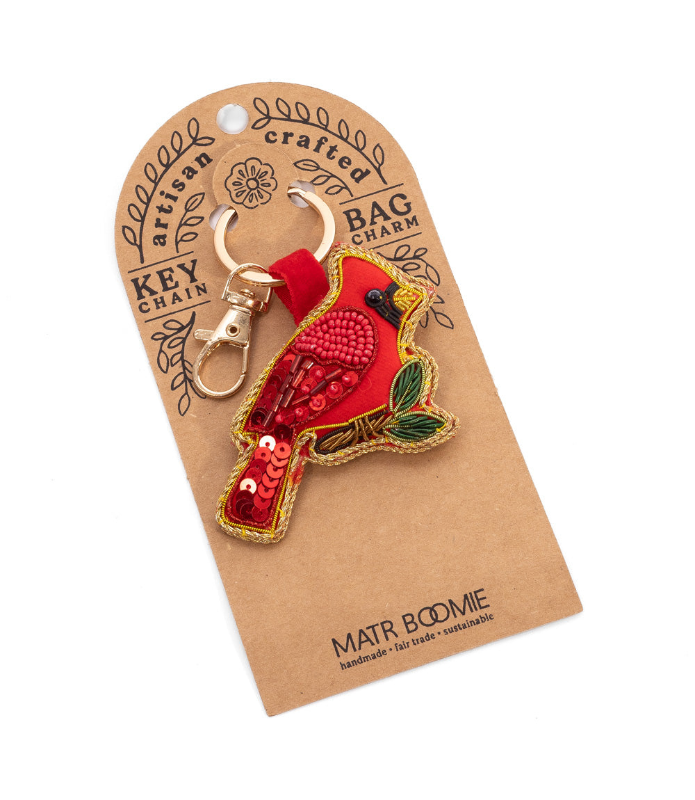 Raksha Cardinal Bag Charm Keychain
