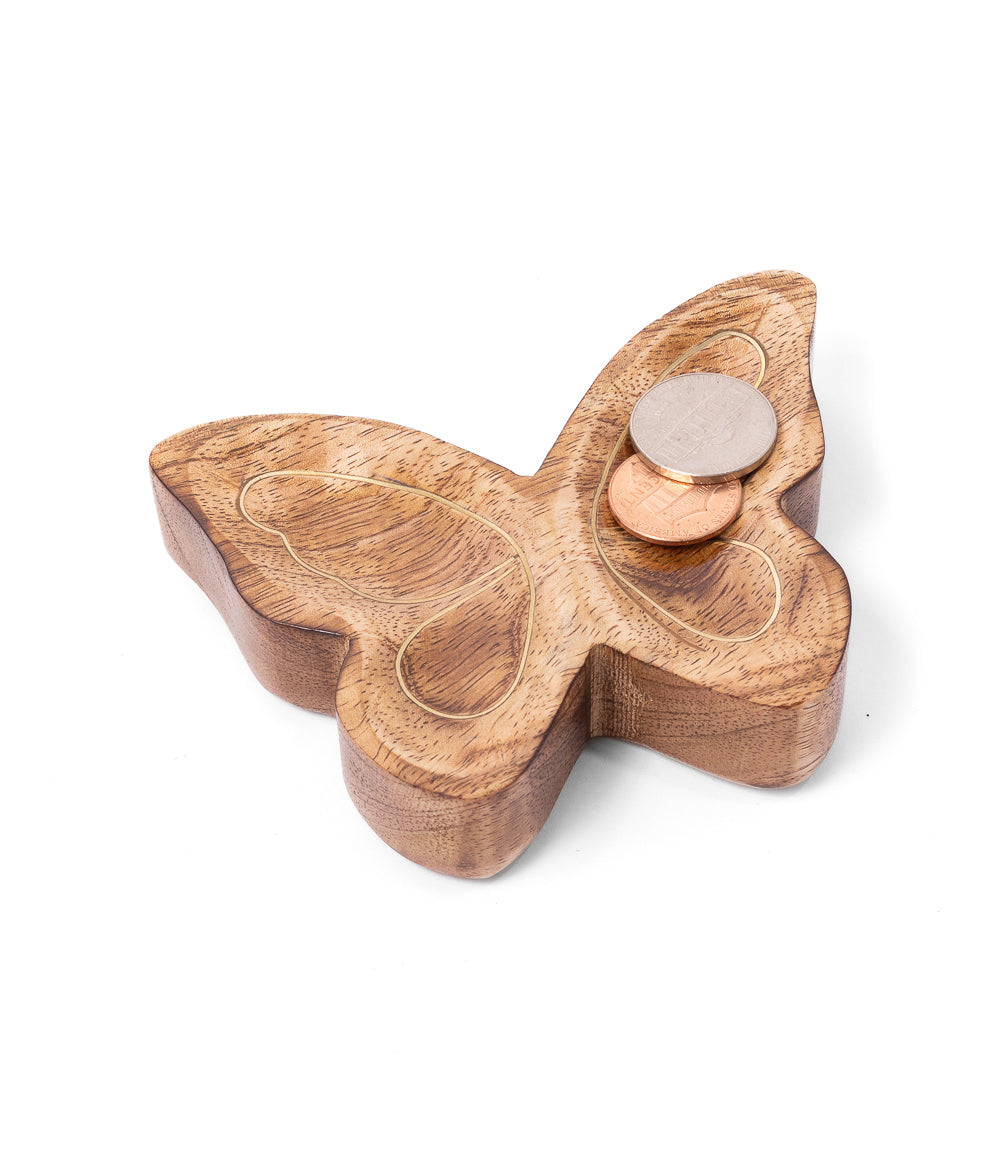 Drishti Butterfly Trinket Dish - Brass Inlay