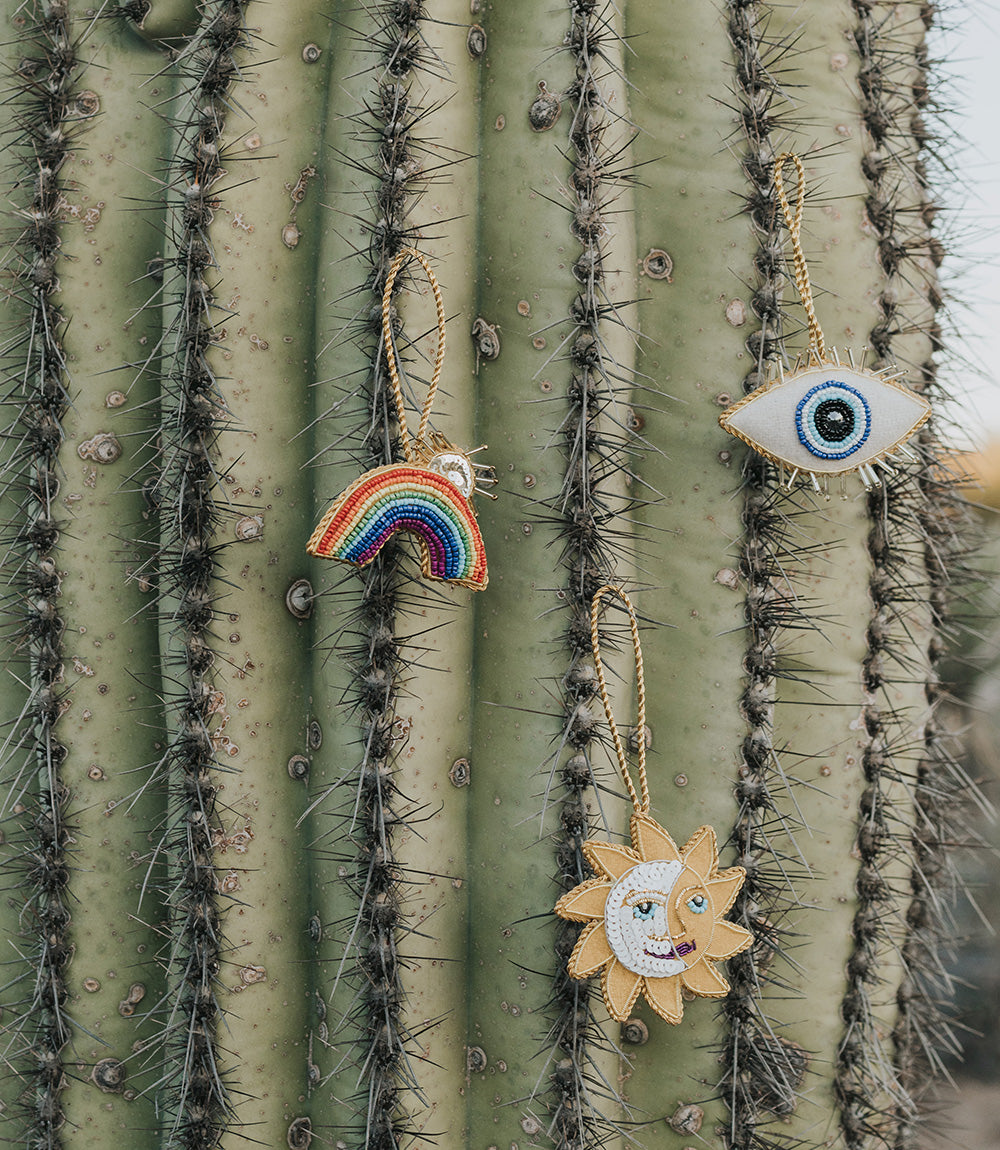 Larissa Rainbow Sun Rays Ornament - Hand Embroidered