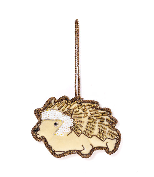 Larissa Hedgehog Beaded Ornament - Hand Embroidered