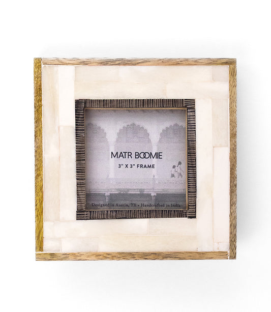 Janaka 3x3 Picture Frame - Carved Bone and Horn