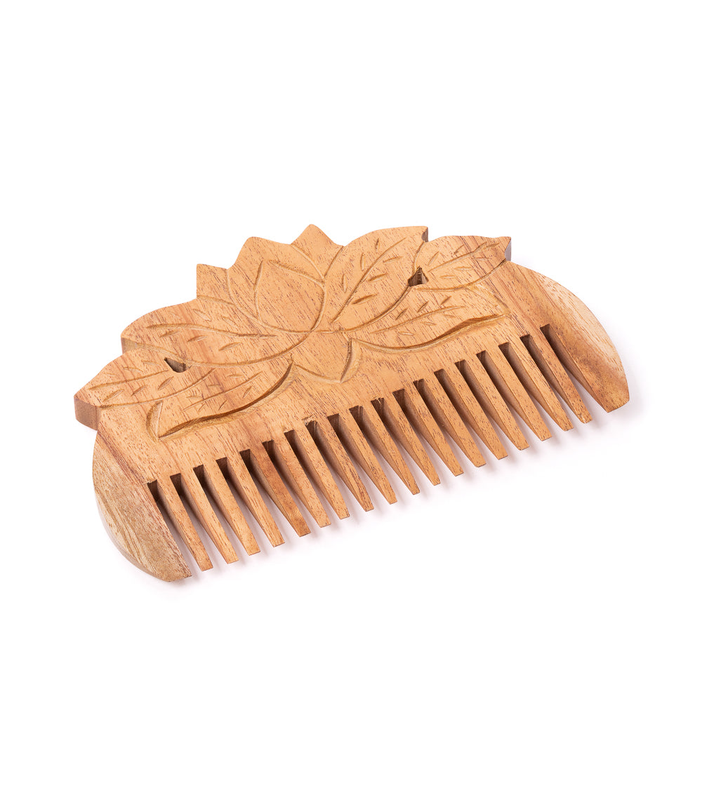 Lotus Flower Neem Wood Comb